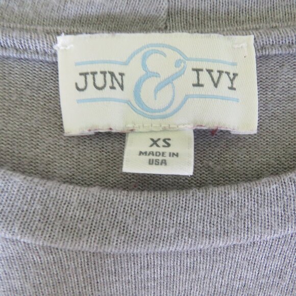 Jun & Ivy XS Light Gray Knit Flutter Sleeve Pocket Top Tee Shirt - Style# 4456 - Picture 3 of 14